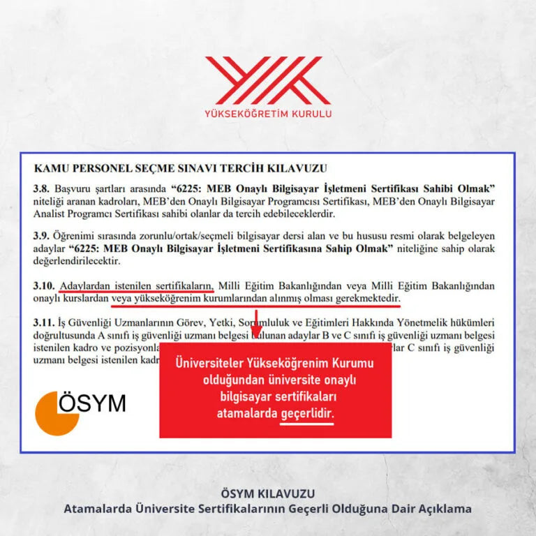 Bilgisayar İşletmenliği Eğitimi Sertifika Programı (Kamu Atamalarında Geçerli)