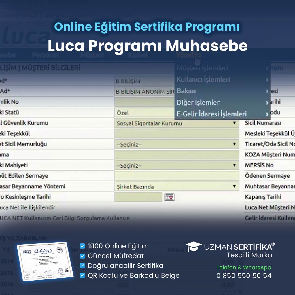 Luca Programı Muhasebe Eğitimi Sertifika Programı